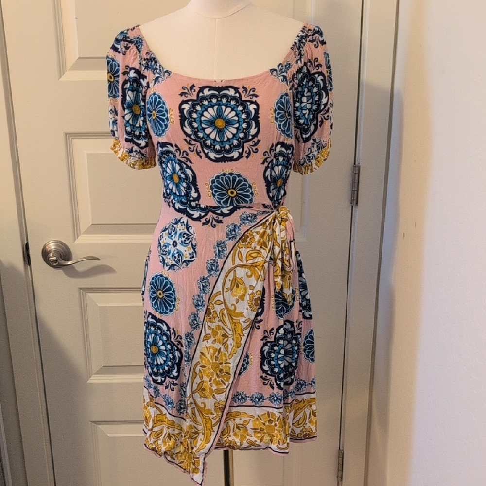 MAEVE by Anthropologie Resort Wrap Dress Pink Floral US Size 8 - Picture 3 of 16
